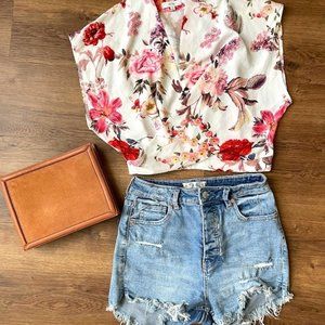 Boutique Australian brand, Cropped Floral Wrap Top, Size AU 8 / US 4